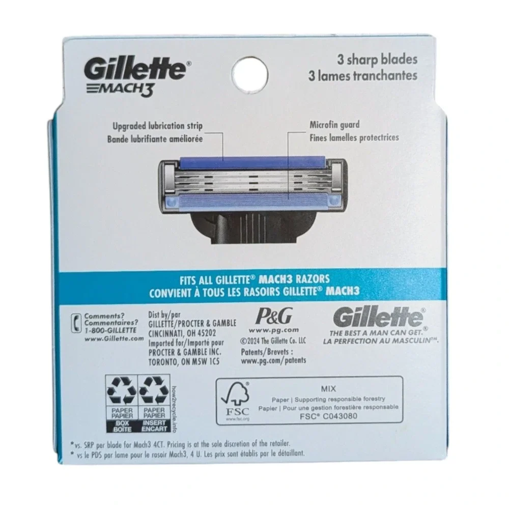 Gillette Mach3 Razor Blade Refills 15‎ Cartridges New Sealed Mens Unisex
